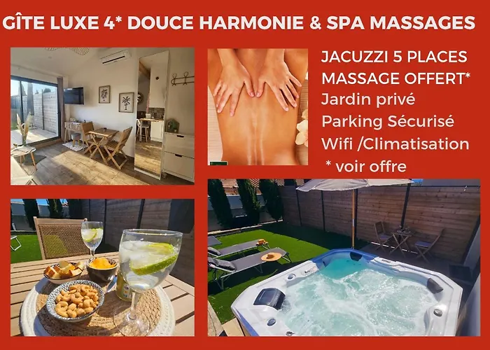 Hébergement de vacances Gîte Luxe 4 étoiles -Douce Harmonie Massages&Grand SPA 5 places - Indépendant -Au calme -Jardin - Clim - Parking à 5 min Carcassonne - 2 Adultes 1 bébé de 0 à 2 ans *